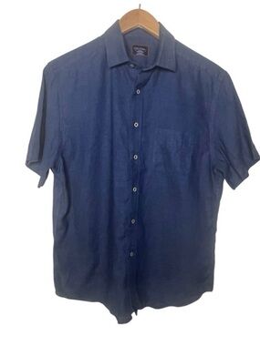 Untuckit 100% Linen Shirt Short Sleeve Cameron Navy Blue Men’s Sz Small